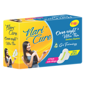 Nari Cure Sanitary Napkin XXL ( Cottony) Tri Fold Ultra Thin With Anion (Combo Pack)-6 pcs in a pack)