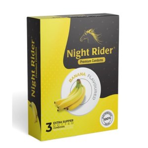 Night Rider Extra Dotted Premium Condoms-BANANA Flavour (3 Pcs in a pack)