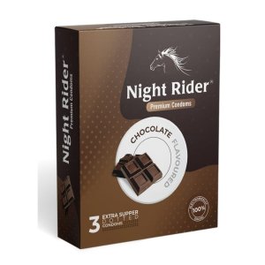 Night Rider Extra Dotted Premium Condoms-CHOCOLATE Flavour (3 Pcs in a pack)
